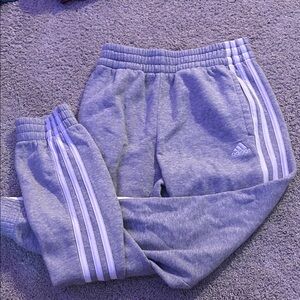 Adidas Kids Gray Sweatpants with White Stripes